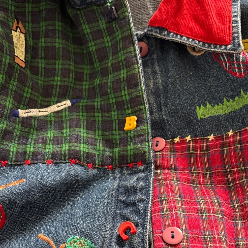 Vintage Patchwork Denim Back to School Keren Hart Jacket - Picture 7 of 15